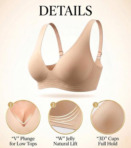 Jelly Bras for Women Push Up No Underwire Supportive Wireless Bralettes Everyday Bras Full Coverage in Saudi Arabia