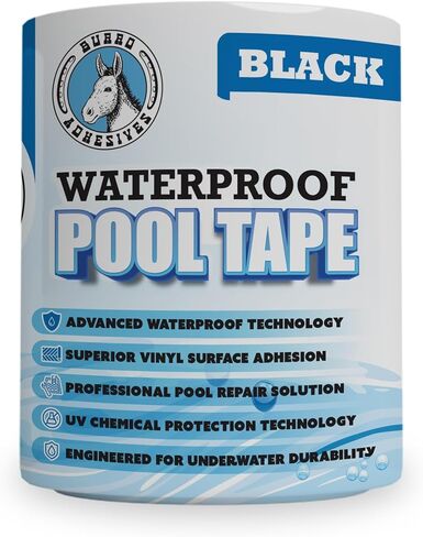 Burro Adhesives Waterproof Clear Pool Tape 4" x 10' - Heavy Duty PVC Vinyl Pool Repair for Underwater & Dry Applications, Commercial & Residential Pools, Instantly Seals Leaks in Kuwait