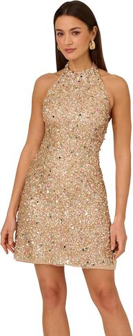 Adrianna Papell Women's Beaded Halter Short Dress in Kuwait