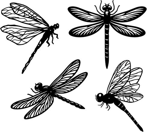 BFORXRO Metal Dragonfly Wall Art Decor - Black Iron line Outdoor Indoor Decor, Gift for Metal Decor Lovers Who Appreciate Minimalist Art 4 Piece Set in Saudi Arabia