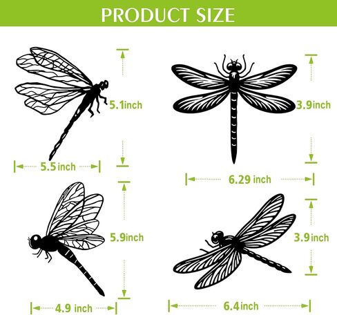 BFORXRO Metal Dragonfly Wall Art Decor - Black Iron line Outdoor Indoor Decor, Gift for Metal Decor Lovers Who Appreciate Minimalist Art 4 Piece Set in Saudi Arabia