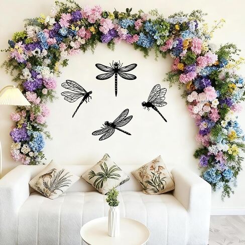 BFORXRO Metal Dragonfly Wall Art Decor - Black Iron line Outdoor Indoor Decor, Gift for Metal Decor Lovers Who Appreciate Minimalist Art 4 Piece Set in Saudi Arabia