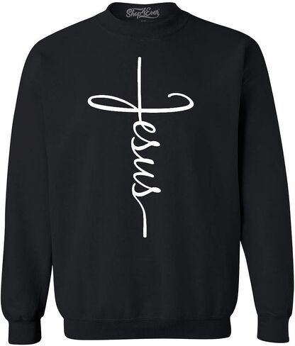 Shop4ever بلوزات يسوع الصليب النصي Crewneck in Kuwait