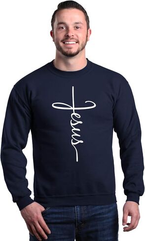 Shop4ever بلوزات يسوع الصليب النصي Crewneck in Kuwait