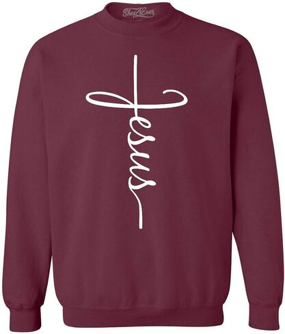 Shop4ever بلوزات يسوع الصليب النصي Crewneck in Kuwait