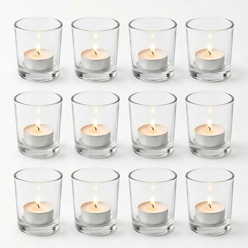 Letine 36Pcs Votive Candle Holders & 36Pcs Unscented Tea Candles-Tea Lights Candle Holder Glass,Glass Candle Holder with 4 Hour Long Burning for Valentines Day Decor,Wedding Centerpieces,Home Decor in Kuwait