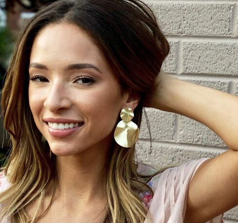 Sheila Fajl Isola Double Dangle Organic Wavy Circular Earrings in 18k Brushed Gold Plated in Saudi Arabia