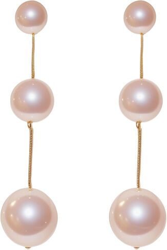 Pink Pearl Earrings for Women, Drop Earrings with Silver-Plated Copper Post, Fashion Jewelry Gifts in Saudi Arabia