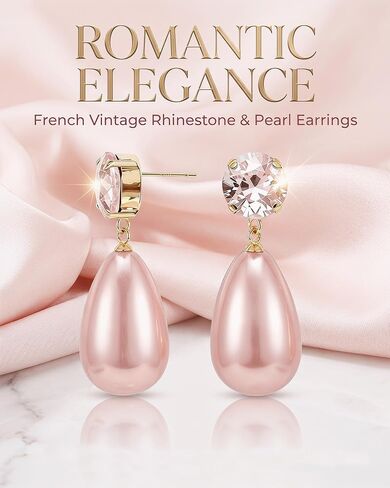 Pink Pearl Earrings for Women, Drop Earrings with Silver-Plated Copper Post, Fashion Jewelry Gifts in Saudi Arabia