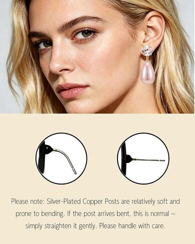 Pink Pearl Earrings for Women, Drop Earrings with Silver-Plated Copper Post, Fashion Jewelry Gifts in Saudi Arabia