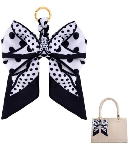 Polka Dot Silk Scarf Bag Charms for Handbag Purse Charm Bow Keychain for Bags Keys 50s Accessories in Saudi Arabia