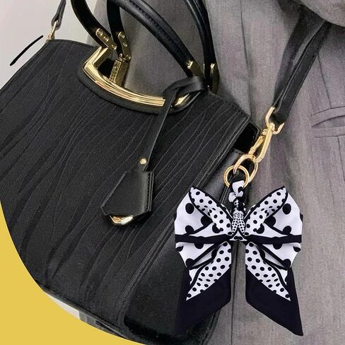 Polka Dot Silk Scarf Bag Charms for Handbag Purse Charm Bow Keychain for Bags Keys 50s Accessories in Saudi Arabia