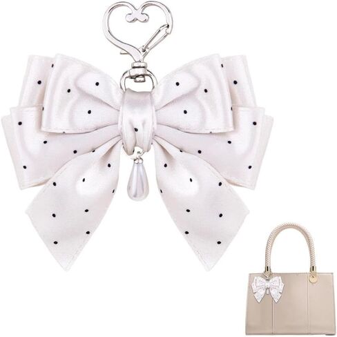 Polka Dot Silk Scarf Bag Charms for Handbag Purse Charm Bow Keychain for Bags Keys 50s Accessories in Saudi Arabia