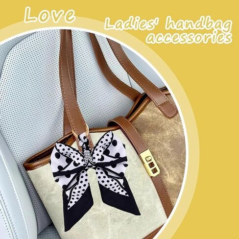 Polka Dot Silk Scarf Bag Charms for Handbag Purse Charm Bow Keychain for Bags Keys 50s Accessories in Saudi Arabia