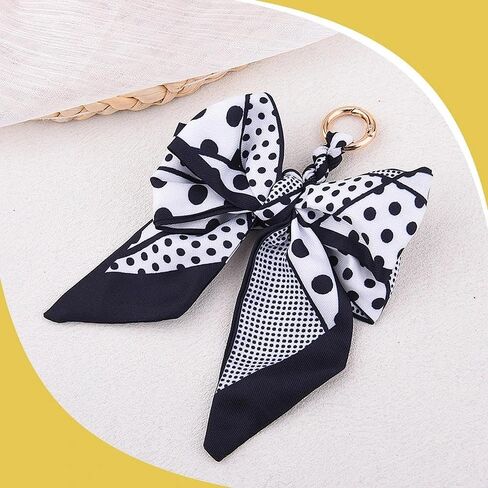 Polka Dot Silk Scarf Bag Charms for Handbag Purse Charm Bow Keychain for Bags Keys 50s Accessories in Saudi Arabia