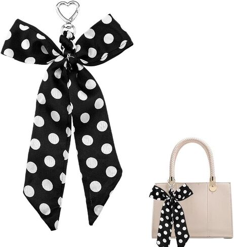 Polka Dot Silk Scarf Bag Charms for Handbag Purse Charm Bow Keychain for Bags Keys 50s Accessories in Saudi Arabia