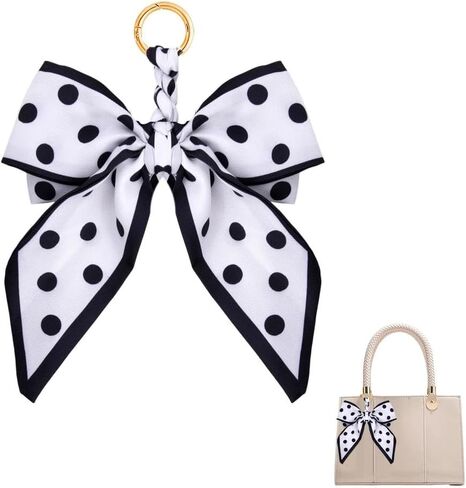 Polka Dot Silk Scarf Bag Charms for Handbag Purse Charm Bow Keychain for Bags Keys 50s Accessories in Saudi Arabia