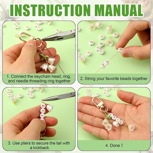 Whimsibelle 256 Pcs Lily of The Valley Charms Keychain Make Kit DIY Lily of The Valley Jewelry Bag Charm Making Accessories Name Keychain for Women Cute Car Key Chain Adjustable Letter Beads Jewelry in Saudi Arabia