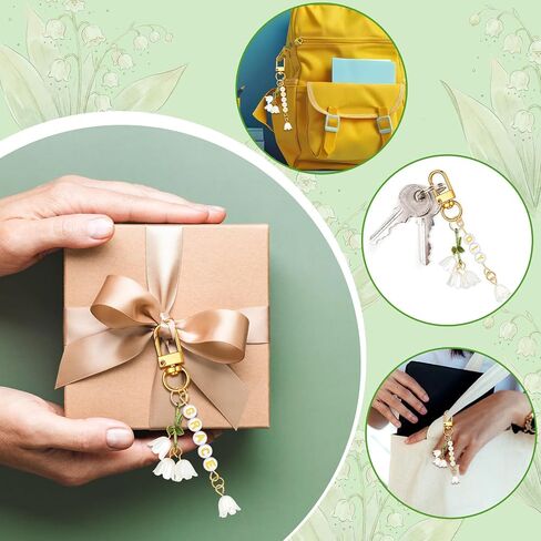 Whimsibelle 256 Pcs Lily of The Valley Charms Keychain Make Kit DIY Lily of The Valley Jewelry Bag Charm Making Accessories Name Keychain for Women Cute Car Key Chain Adjustable Letter Beads Jewelry in Saudi Arabia