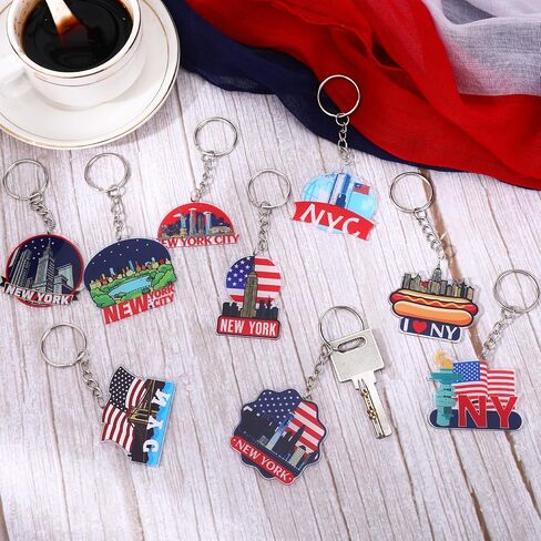25PCS New York Souvenirs Gifts,I Love Ny Metal Keychain Collection,Nyc Souvenirs Include Statue of Liberty,National Flag,Empire State Building for Souvenirs from Usa in Saudi Arabia