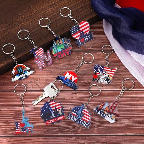 25PCS New York Souvenirs Gifts,I Love Ny Metal Keychain Collection,Nyc Souvenirs Include Statue of Liberty,National Flag,Empire State Building for Souvenirs from Usa in Saudi Arabia
