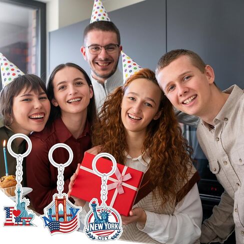25PCS New York Souvenirs Gifts,I Love Ny Metal Keychain Collection,Nyc Souvenirs Include Statue of Liberty,National Flag,Empire State Building for Souvenirs from Usa in Saudi Arabia