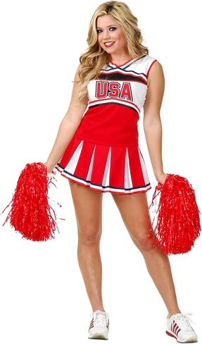 Charades Women's USA Cheerleader Top and Skirt Costume in Kuwait