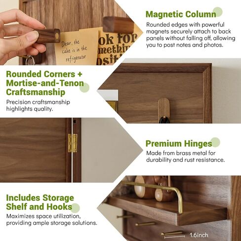 Electrical Panel Cover Decorative Wall Mounted Breaker Box Cover Wood Hidden Meter Box with Shelf Hooks Fuse Boxs Covers Cabinet Brown Flip Up Meter Switchs Boxs for Home(Vertical Layout,27.5x24) in Kuwait