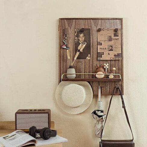 Electrical Panel Cover Decorative Wall Mounted Breaker Box Cover Wood Hidden Meter Box with Shelf Hooks Fuse Boxs Covers Cabinet Brown Flip Up Meter Switchs Boxs for Home(Vertical Layout,27.5x24) in Kuwait