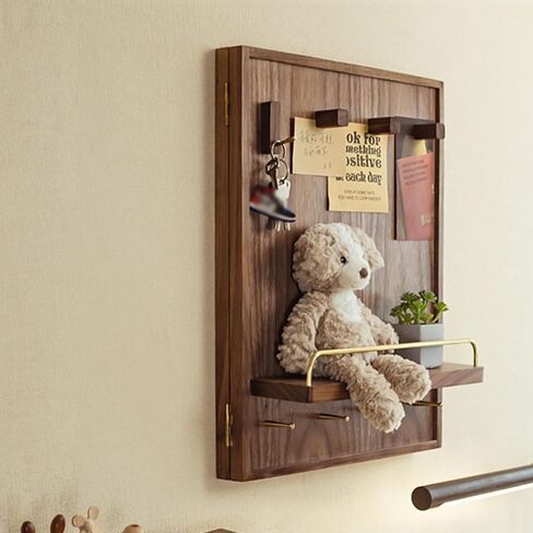 Electrical Panel Cover Decorative Wall Mounted Breaker Box Cover Wood Hidden Meter Box with Shelf Hooks Fuse Boxs Covers Cabinet Brown Flip Up Meter Switchs Boxs for Home(Vertical Layout,27.5x24) in Kuwait