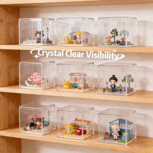 18 Pcs 3x3x3 Clear Acrylic Box with Lid - Small Square Plastic Containers for Candy, Party Favors, Display & Organization, Stackable Storage Cubes in Saudi Arabia