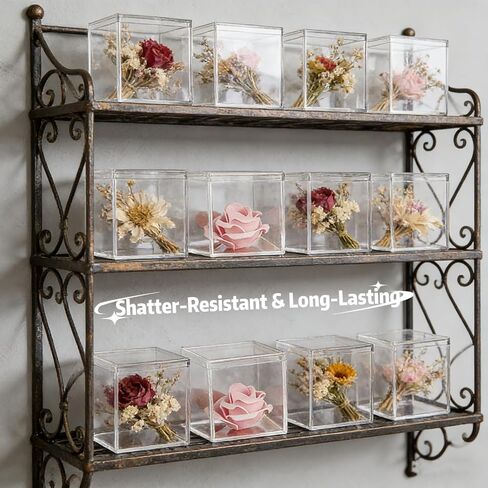 18 Pcs 3x3x3 Clear Acrylic Box with Lid - Small Square Plastic Containers for Candy, Party Favors, Display & Organization, Stackable Storage Cubes in Saudi Arabia