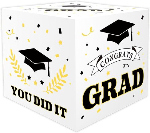 Graduation Card Box, Graduation Party Decorations White Classic Grad Card Box Holder Class of 2026 for College High School Gift Favors Decor Supplies, 8.27 * 8.27 * 8.27 inches in Saudi Arabia