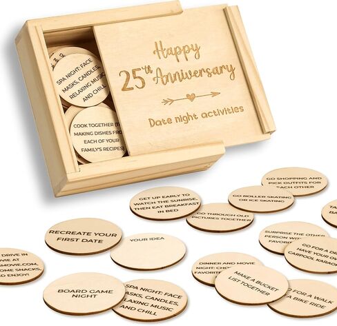 WOODAMORE 25 Year Anniversary Wood Gifts for Him Her - 25 Year Wedding Anniversary Keepsake Gifts for Wife Husband, Happy 25th Marriage Present for Men Women in Saudi Arabia