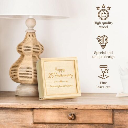 WOODAMORE 25 Year Anniversary Wood Gifts for Him Her - 25 Year Wedding Anniversary Keepsake Gifts for Wife Husband, Happy 25th Marriage Present for Men Women in Saudi Arabia