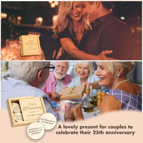 WOODAMORE 25 Year Anniversary Wood Gifts for Him Her - 25 Year Wedding Anniversary Keepsake Gifts for Wife Husband, Happy 25th Marriage Present for Men Women in Saudi Arabia