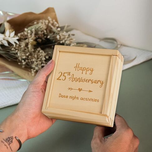 WOODAMORE 25 Year Anniversary Wood Gifts for Him Her - 25 Year Wedding Anniversary Keepsake Gifts for Wife Husband, Happy 25th Marriage Present for Men Women in Saudi Arabia