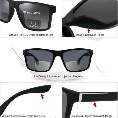 Bifocal Reading Sunglasses Men Polarized Clear Top Sun Readers With UV400 Protection Multifcus Driving Eyeyglasses in Saudi Arabia