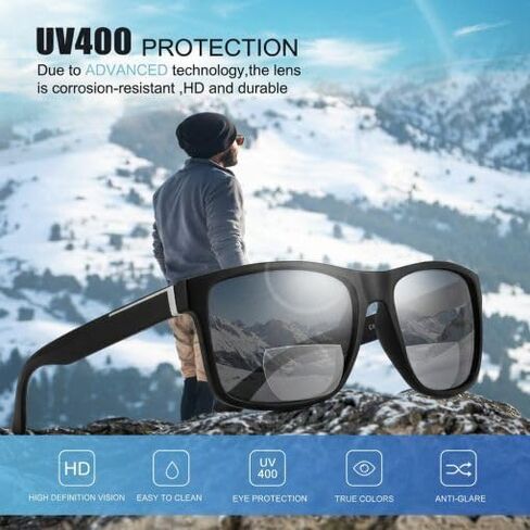 Bifocal Reading Sunglasses Men Polarized Clear Top Sun Readers With UV400 Protection Multifcus Driving Eyeyglasses in Saudi Arabia