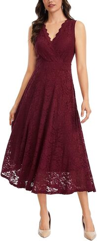 J.Corrine Women's Lace Dress Cocktail Party A Line Dresses V Neck Sleeveless Formal Wedding Guest Bridal Shower Dresses in Saudi Arabia