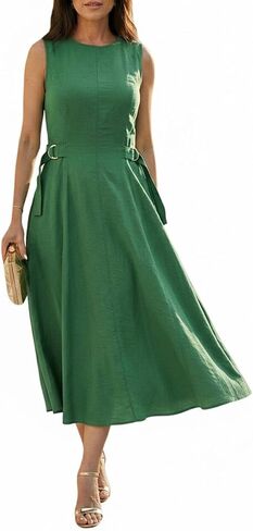 CHICME Women's Cocktail Dresses Formal Wedding Guest Buckle Zipper A Line Vintage Vacation Party Evening Midi Dress in Saudi Arabia