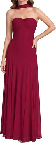 Auraxe Halter Wedding Guest Maxi Dresses for Women Summer Mesh Pleated Long Formal Cocktail Party Prom Dress 2026 in Saudi Arabia
