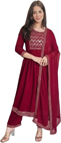 Women Rayon Kurta Set with Dupatta | 3-Piece Ethnic Dress | Soft Kurta Set for Festive and Casual Wear in Saudi Arabia