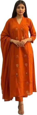 Women’s Embroidered Kurta Set with Dupatta | Elegant Straight Kurta & Matching Dupatta | Soft Comfortable Fabric in Saudi Arabia