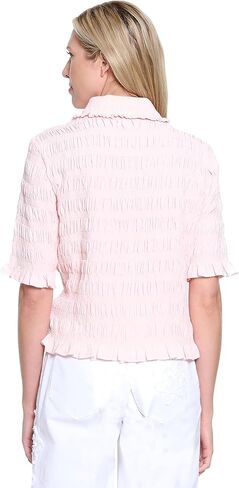 Truluxe Women's Button Front Smocked Top in Saudi Arabia