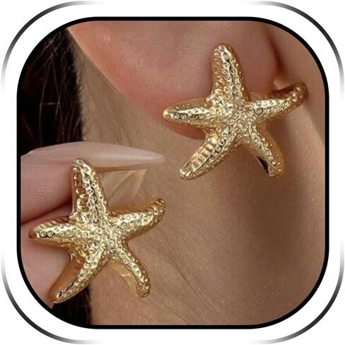Starfish Earrings for Women Gold Pearl Starfish Tropical Stud Earrings Summer Beach Ocean Jewelry Vacation Outfits Gifts Beach Dress Summer Outfits for Women 2026 in Saudi Arabia
