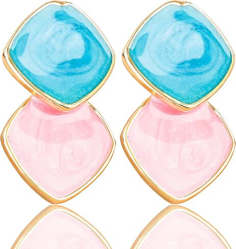 Blue Pink Earrings，Pregnant Women Dress T-Shirt Decorations，Gender Reveal Idea， Baby Shower Party， Mom Wife Gift – by ZouYee in Saudi Arabia