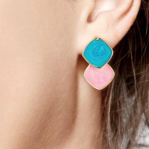 Blue Pink Earrings，Pregnant Women Dress T-Shirt Decorations，Gender Reveal Idea， Baby Shower Party， Mom Wife Gift – by ZouYee in Saudi Arabia
