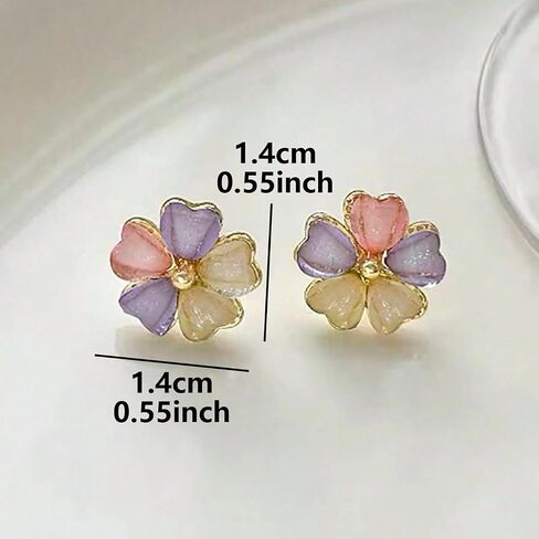 Flower Earrings Statement Earrings Wedding Earrings For Women Pastel 5 Petal Studs Zinc Alloy Rhinestone Jewelry Gift in Kuwait