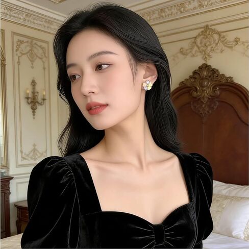 Flower Earrings Statement Earrings Wedding Earrings For Women Pastel 5 Petal Studs Zinc Alloy Rhinestone Jewelry Gift in Kuwait